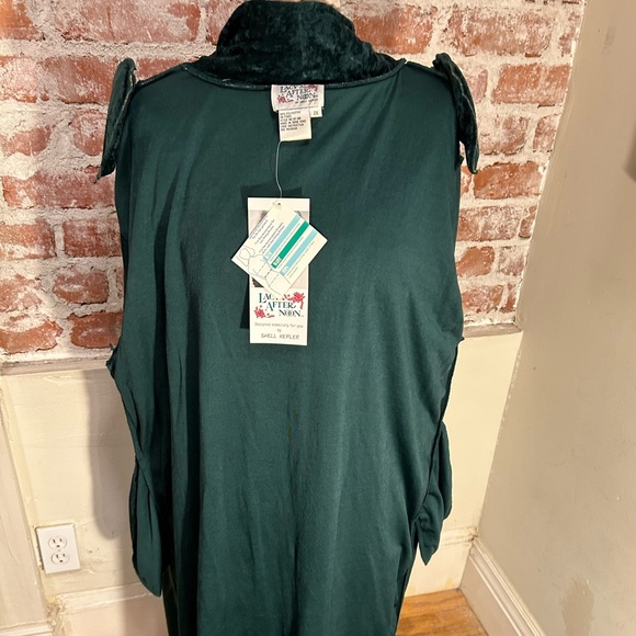 A Lacy Afternoon VTG  green crushed velvet open front lounger long house coat 2X - Picture 7 of 16